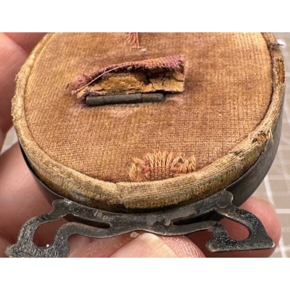 Antique Oval Portrait Sterling Frame Bearded Hand Painted Man Stand - Picture 6 of 7